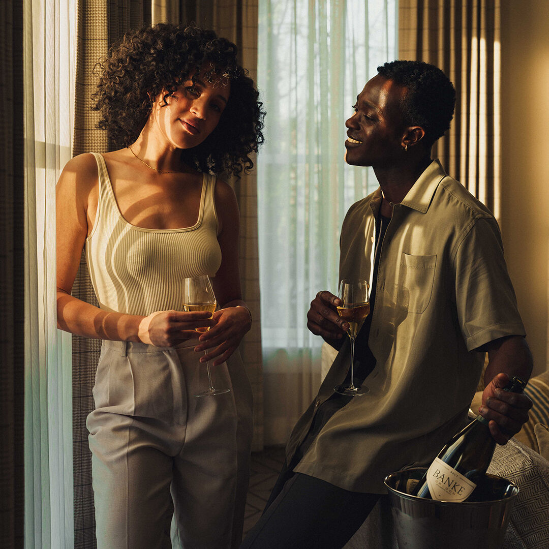 Friends about to enjoy a bottle of Banke wine